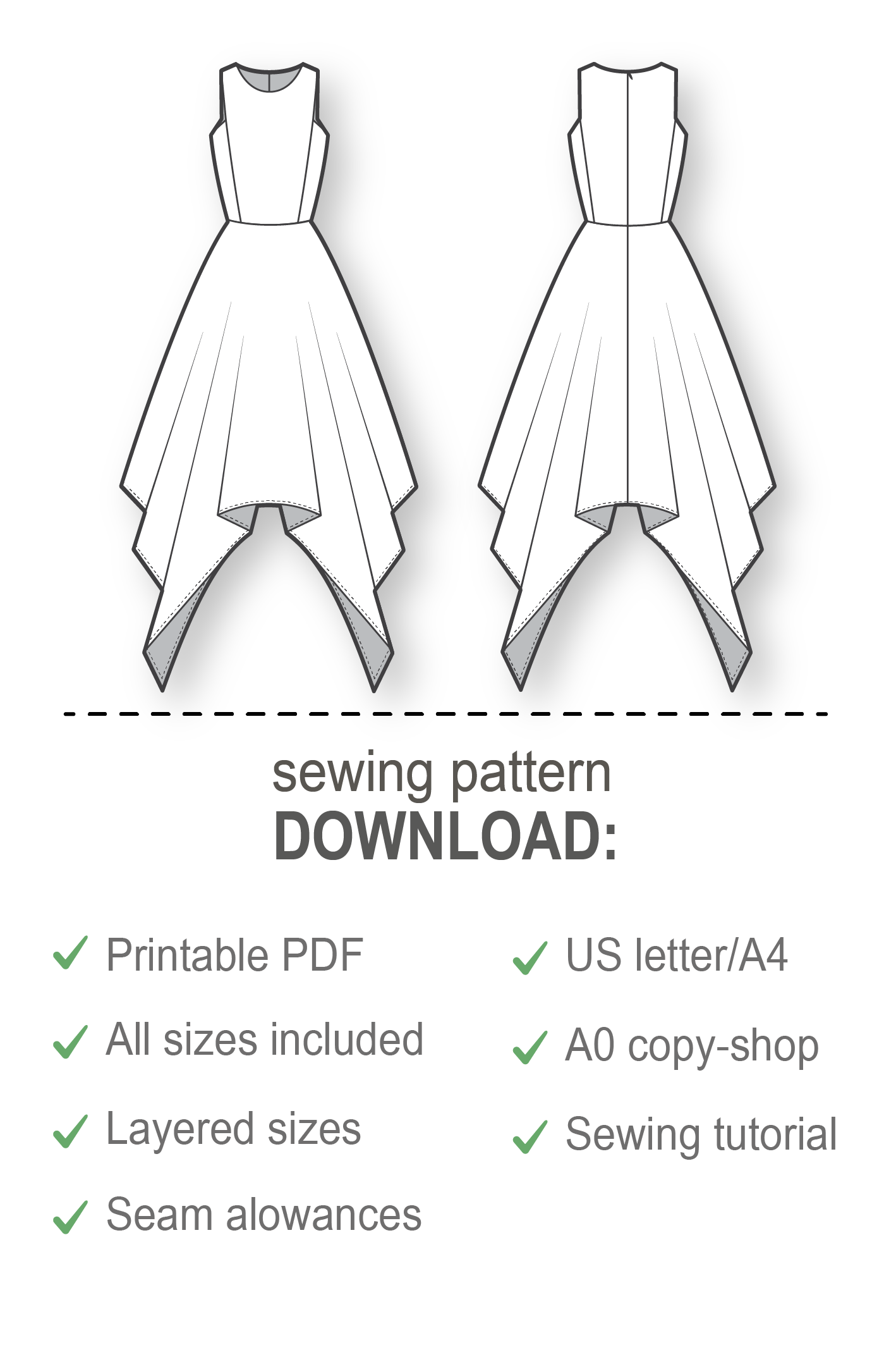 Dress Pattern - Dress Sewing Patterns - Sewing Tutorials - Maxi Dress Pattern - PDF Sewing Patterns - Sewing Projects - Sewing Patterns