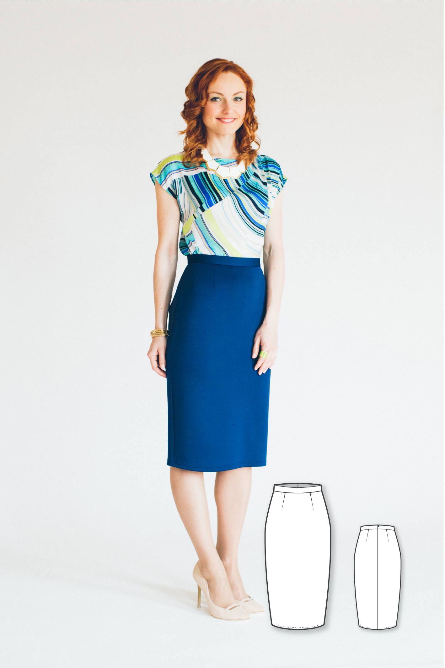 Classic High Waisted Pencil Skirt #1202