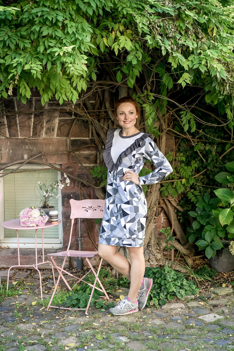 Ruffled Sweatshirt Dress #4109