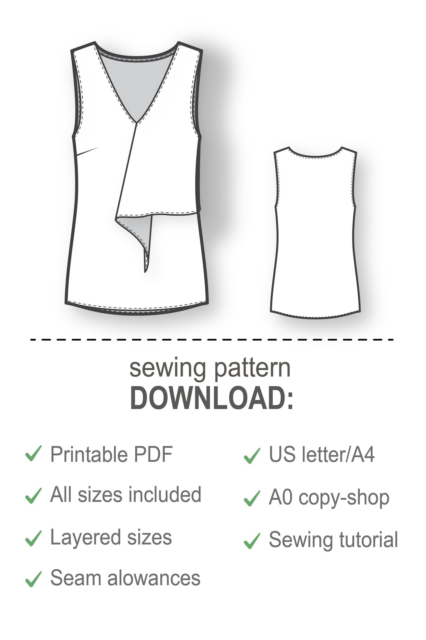 Sleeveless Blouse Pattern - PDF Sewing Pattern - Ruffle Pattern for Sewing - Womens Sewing Patterns - Sewing Tutorials - Clothing Patterns