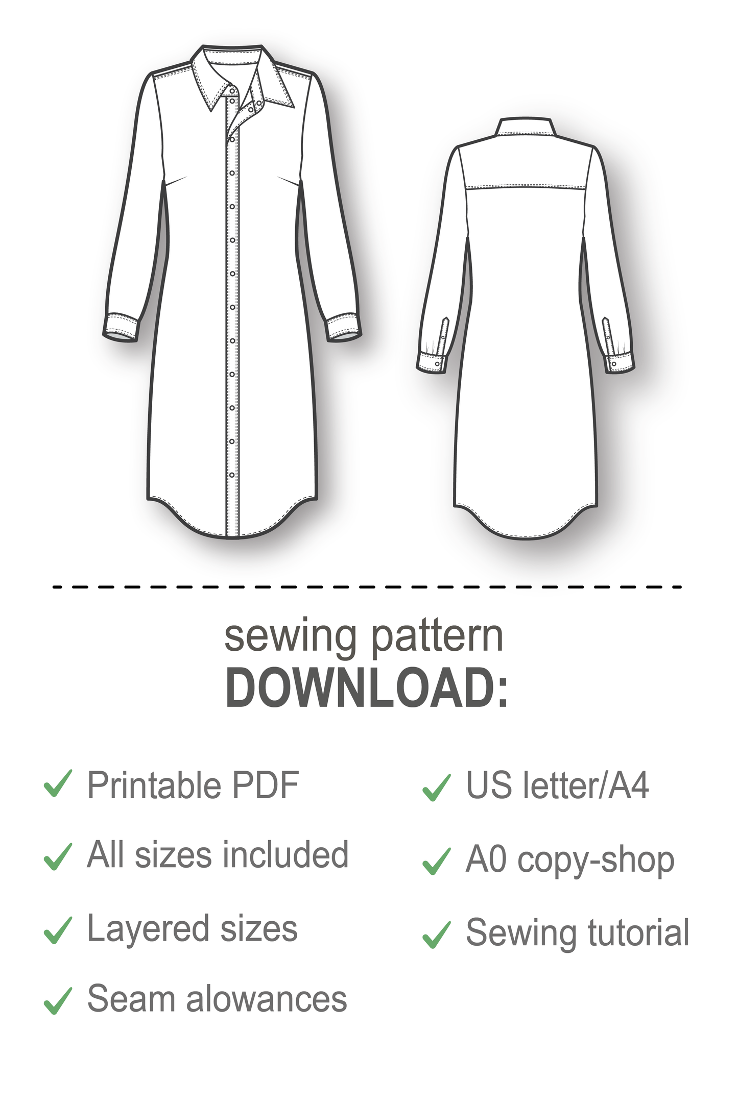 Classic Long Sleeve Shirtdress #2114