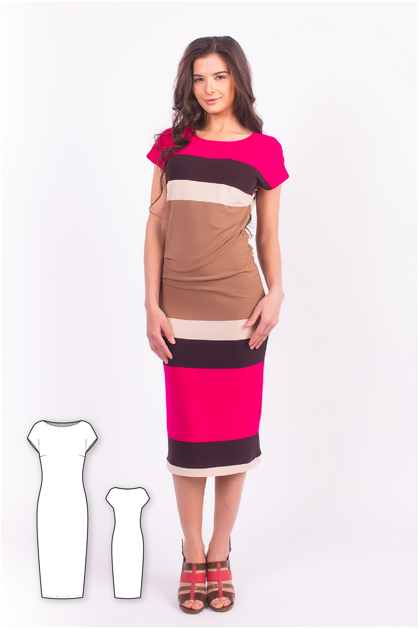 Short Kimono Sleeve Midi Dress #2115