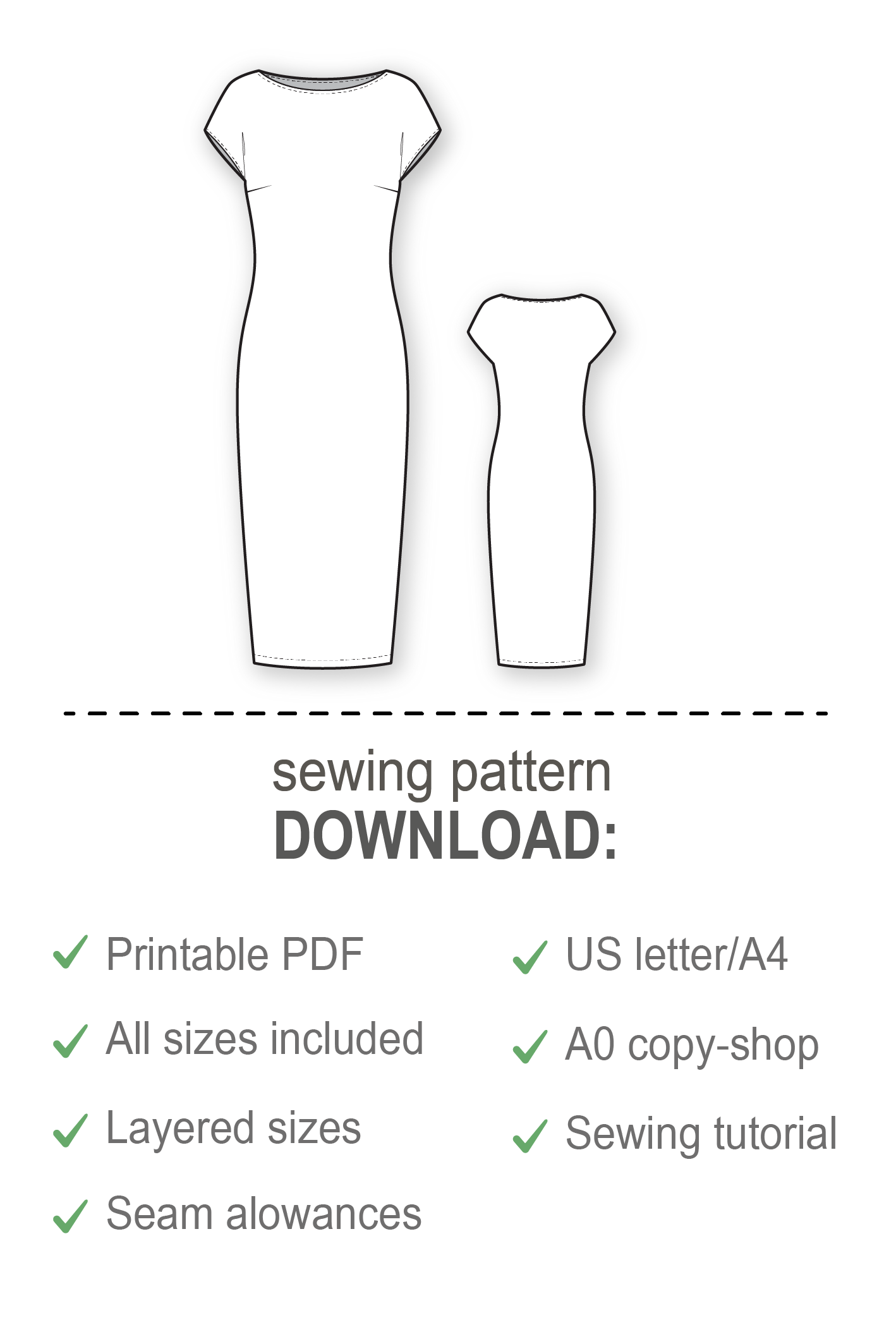 Short Kimono Sleeve Midi Dress #2115