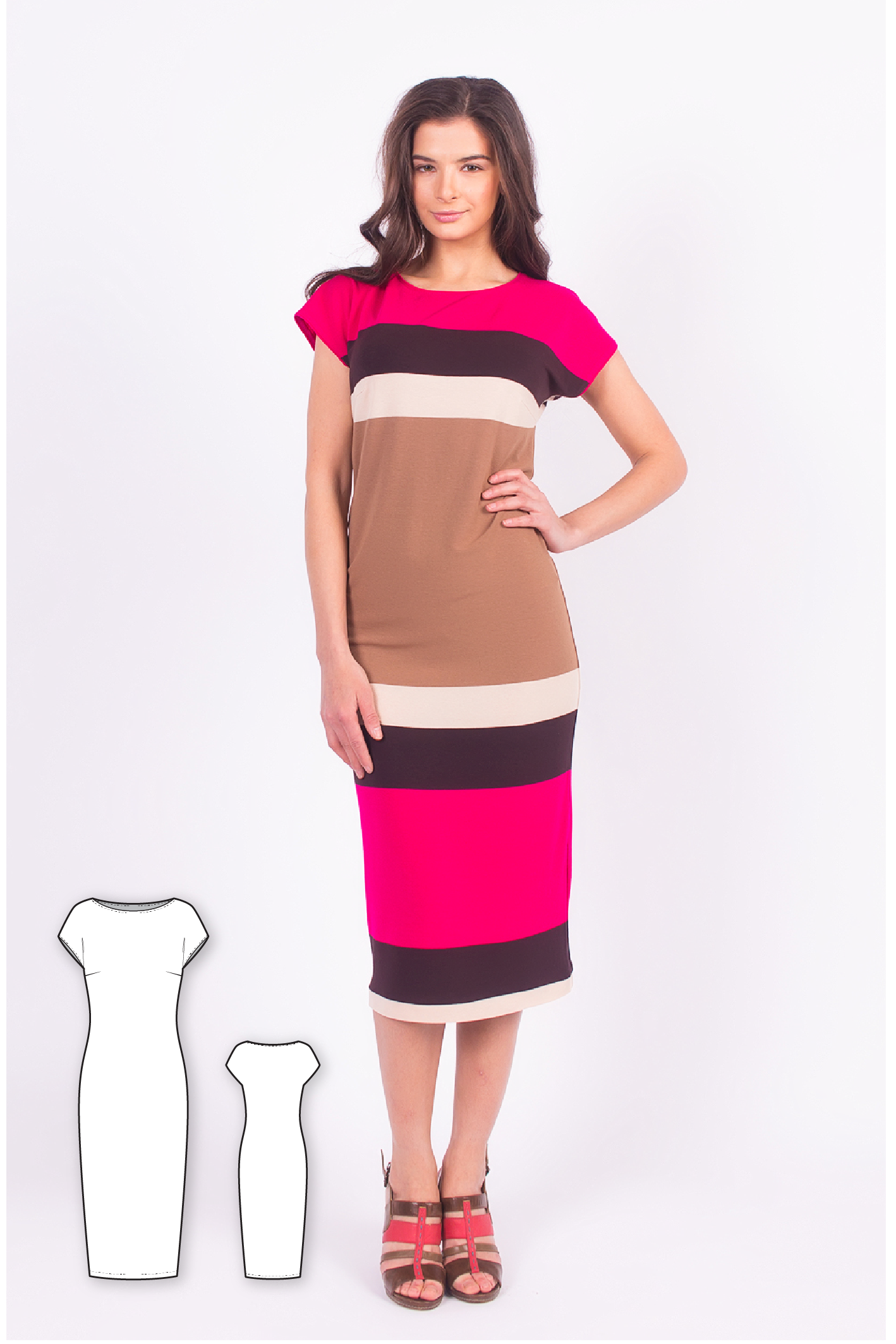 Short Kimono Sleeve Midi Dress #2115