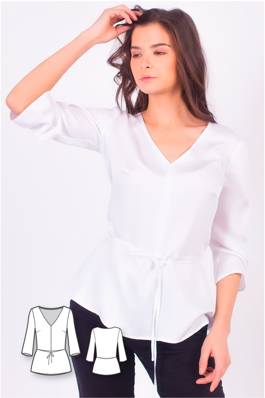 V-neck Peplum Top #2118