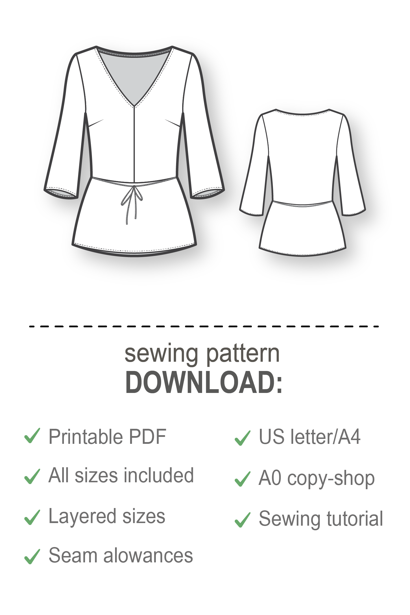 V-neck Peplum Top #2118