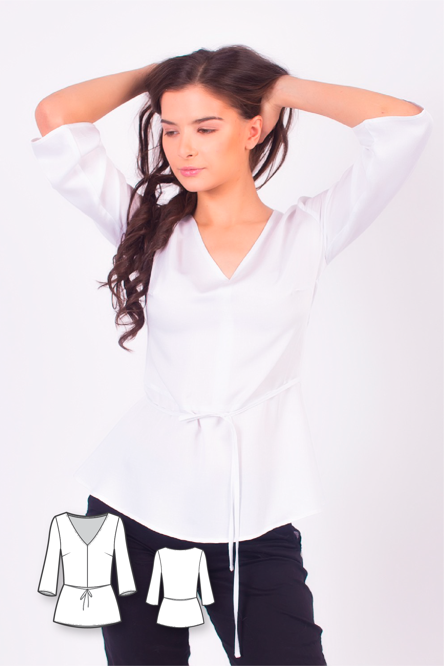 V-neck Peplum Top #2118