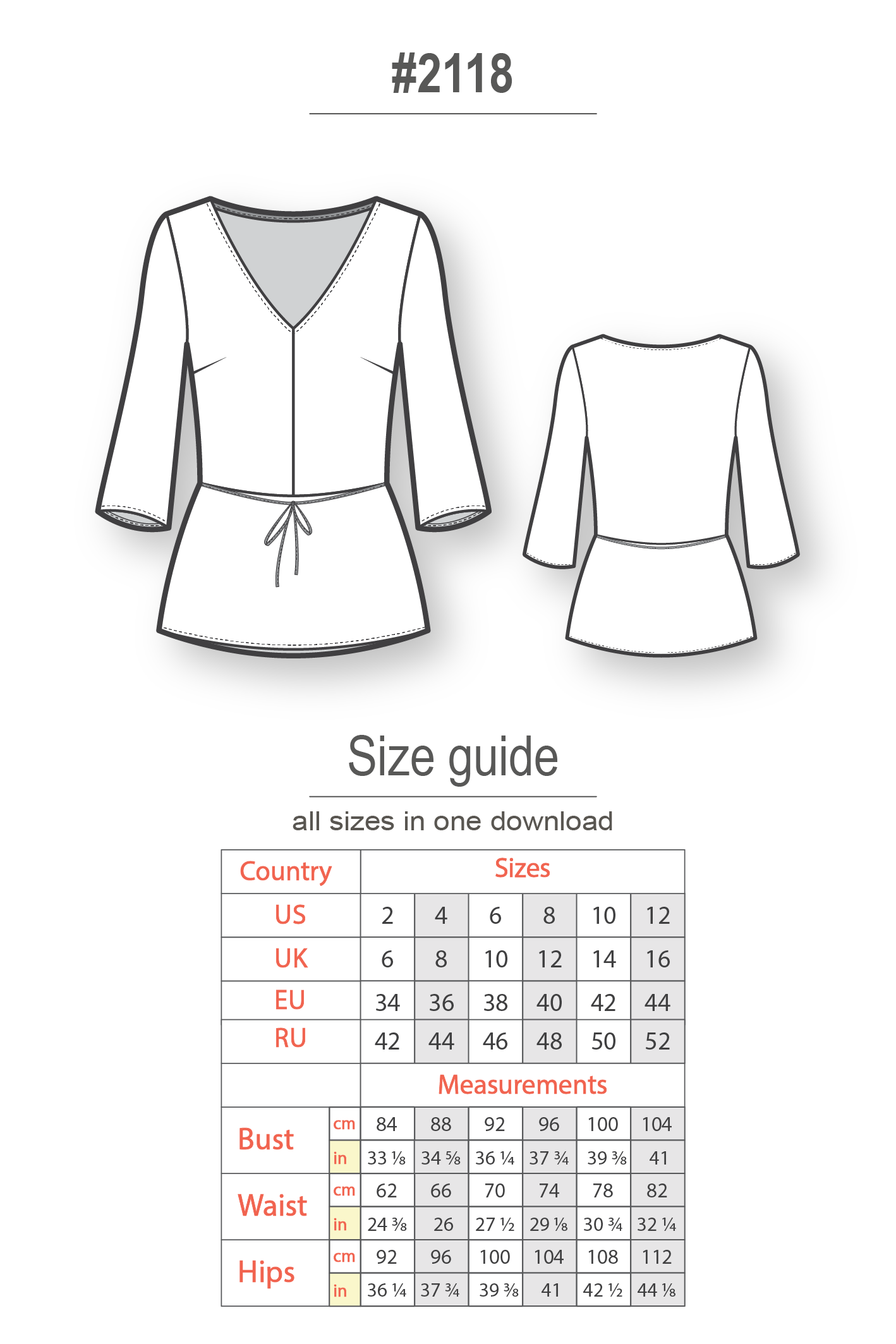 V-neck Peplum Top #2118