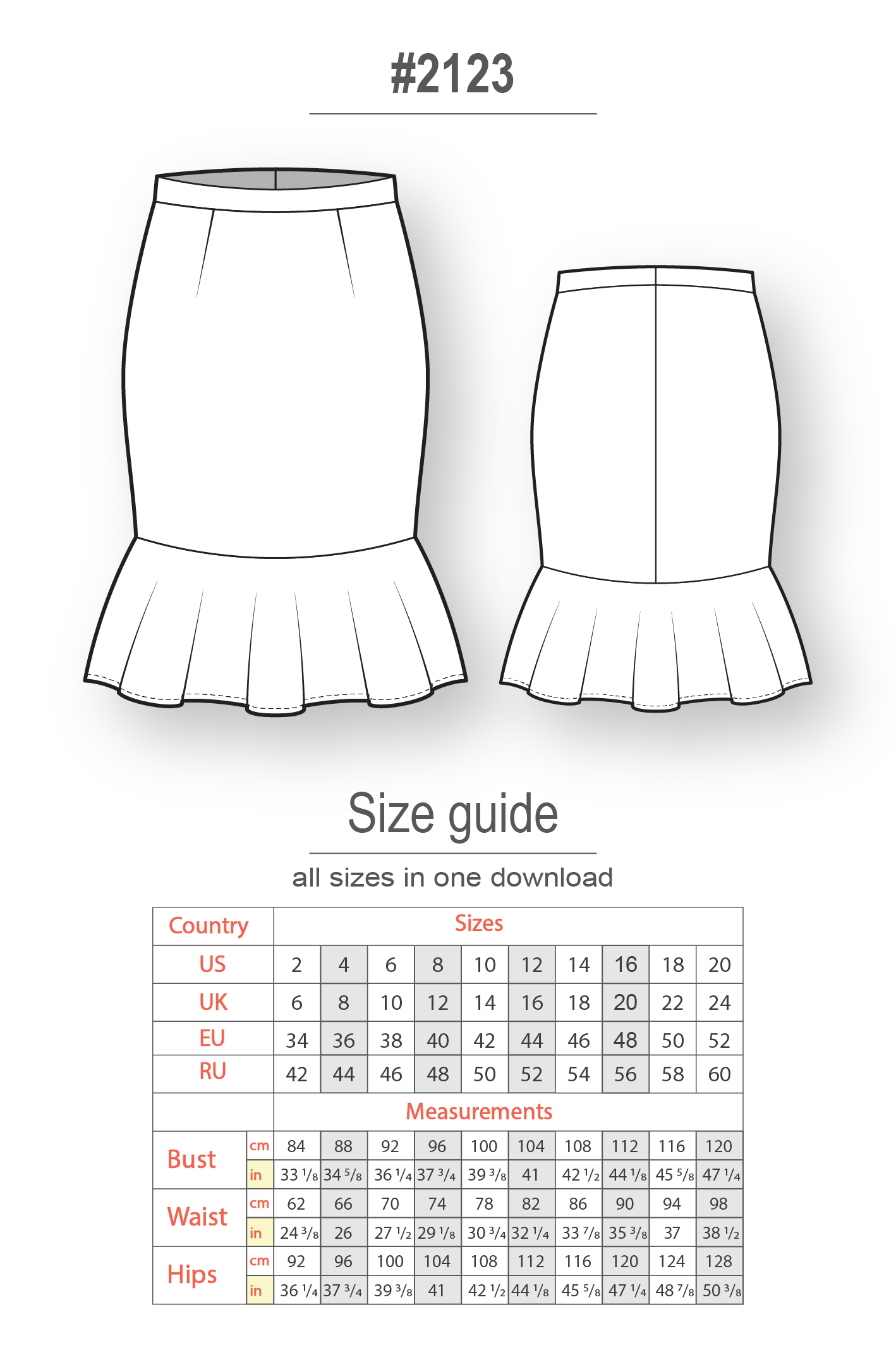 Skirt Pattern - Sewing Tutorials - Skirt Sewing Patterns - Skirt Patterns - Sewing Projects - Sewing Patterns - Plus Size Sewing Patterns