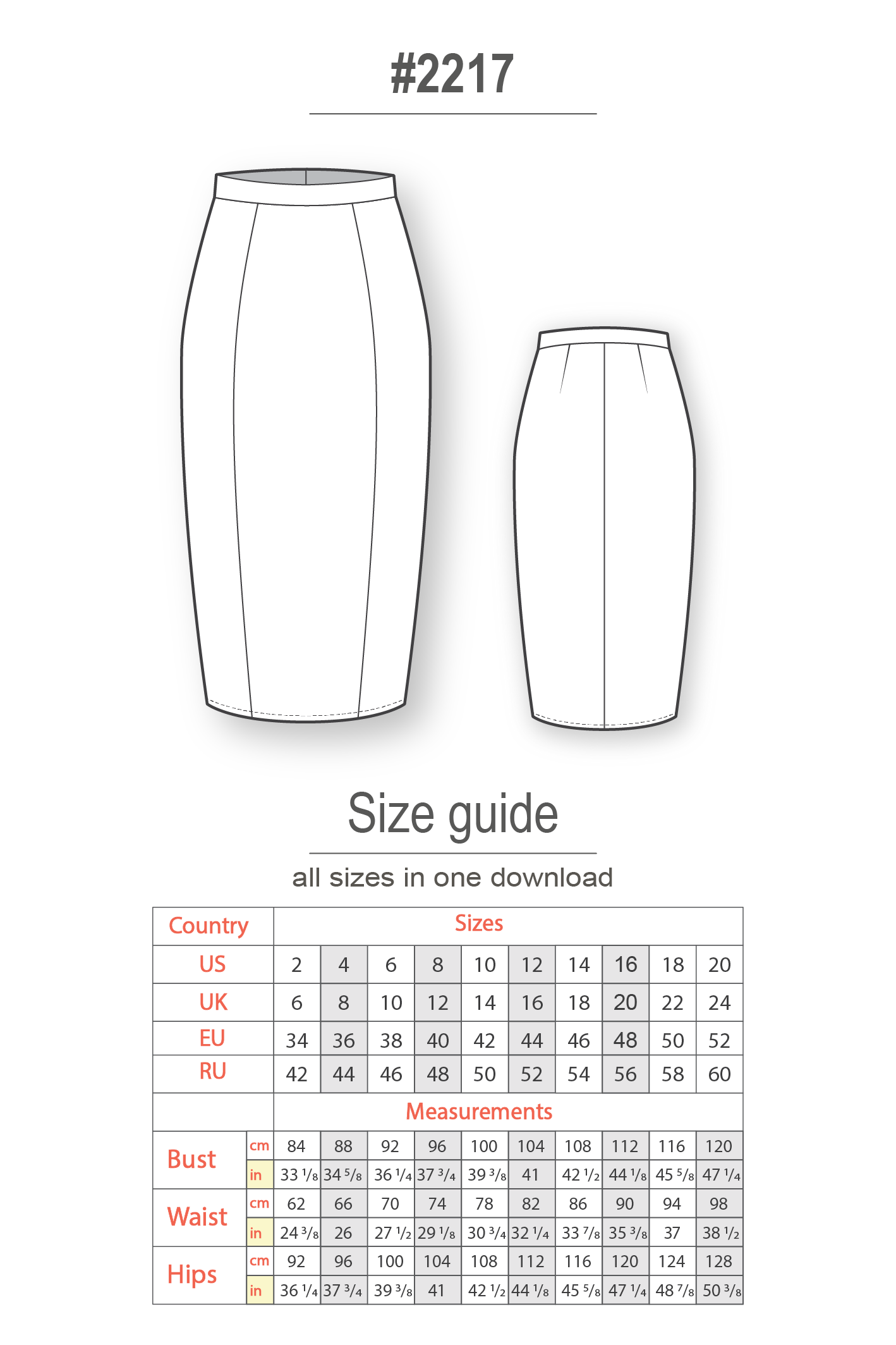 Skirt Patterns - Sewing Tutorials - Pencil Skirt Pattern - Skirt Sewing Patterns - PDF Sewing Patterns - Plus Size Sewing Patterns