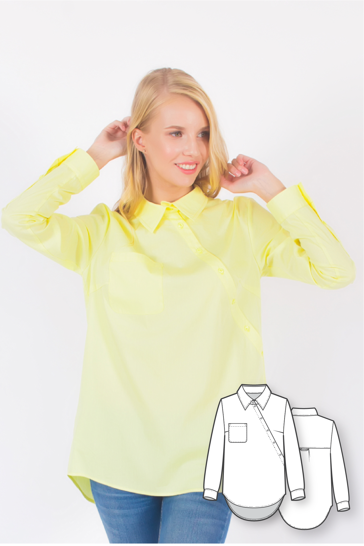 Asymmetrical Long Sleeve Shirt #3102