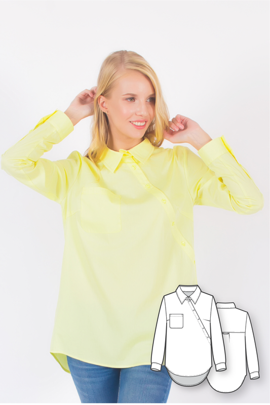 Asymmetrical Long Sleeve Shirt #3102