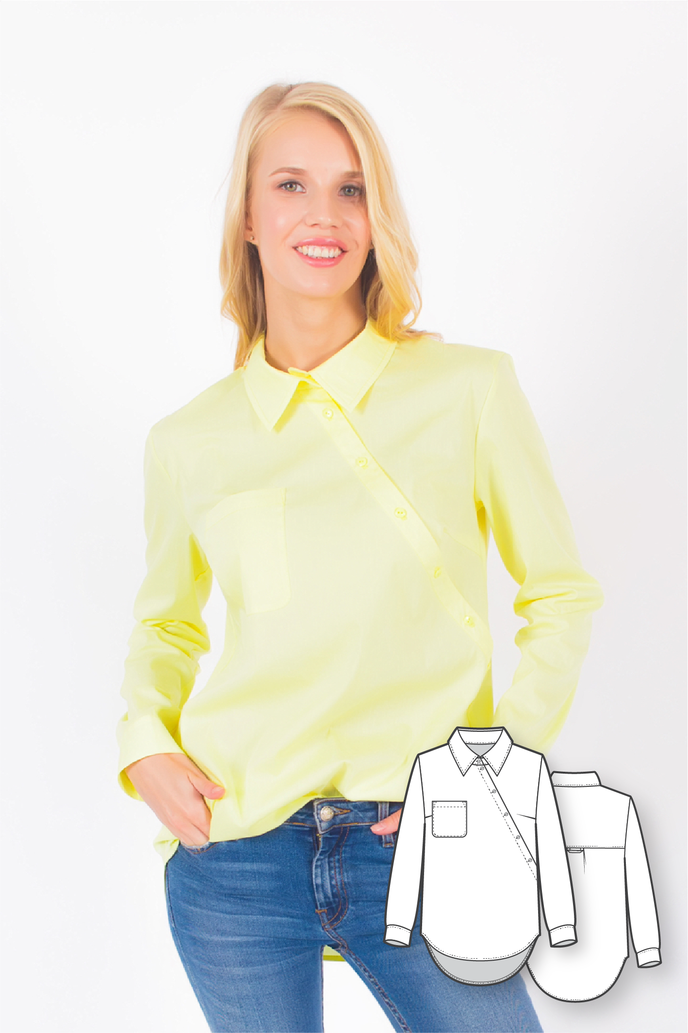 Asymmetrical Long Sleeve Shirt #3102