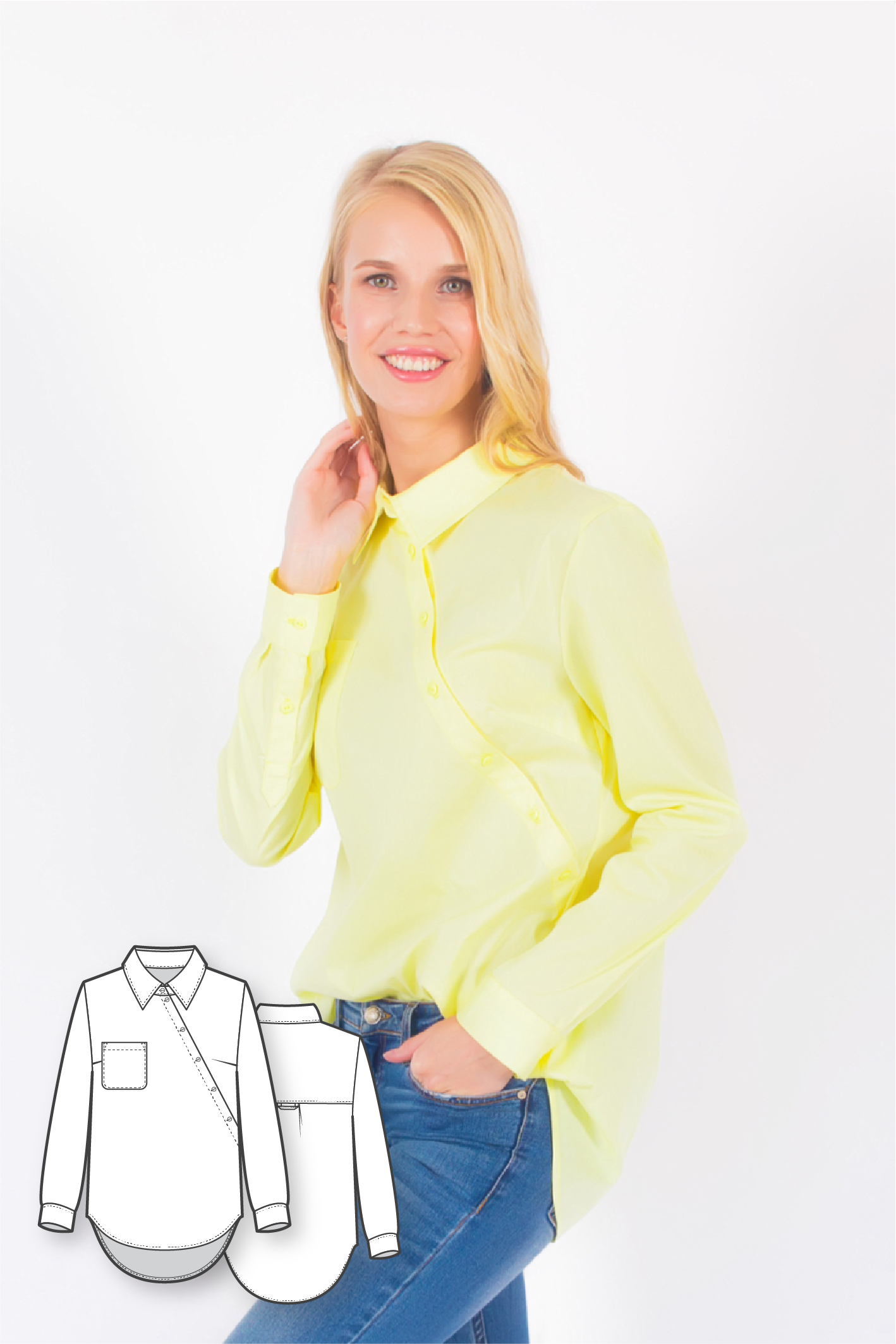 Asymmetrical Long Sleeve Shirt #3102