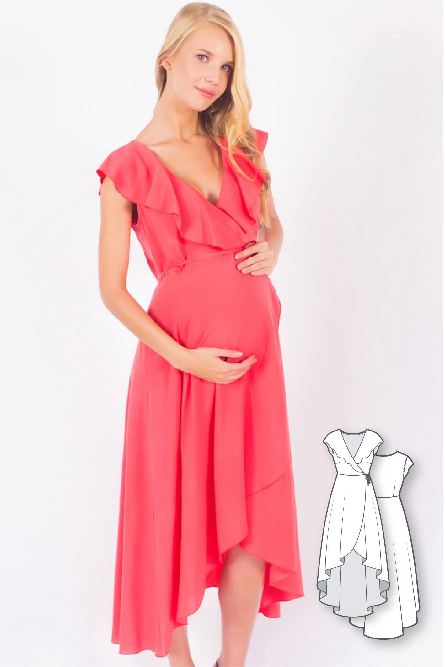 Sewing Pattern - Maternity Wrap Midi Dress Dressy Talk Sewing Pattern - Maternity Wrap Midi Dress Dressy Talk