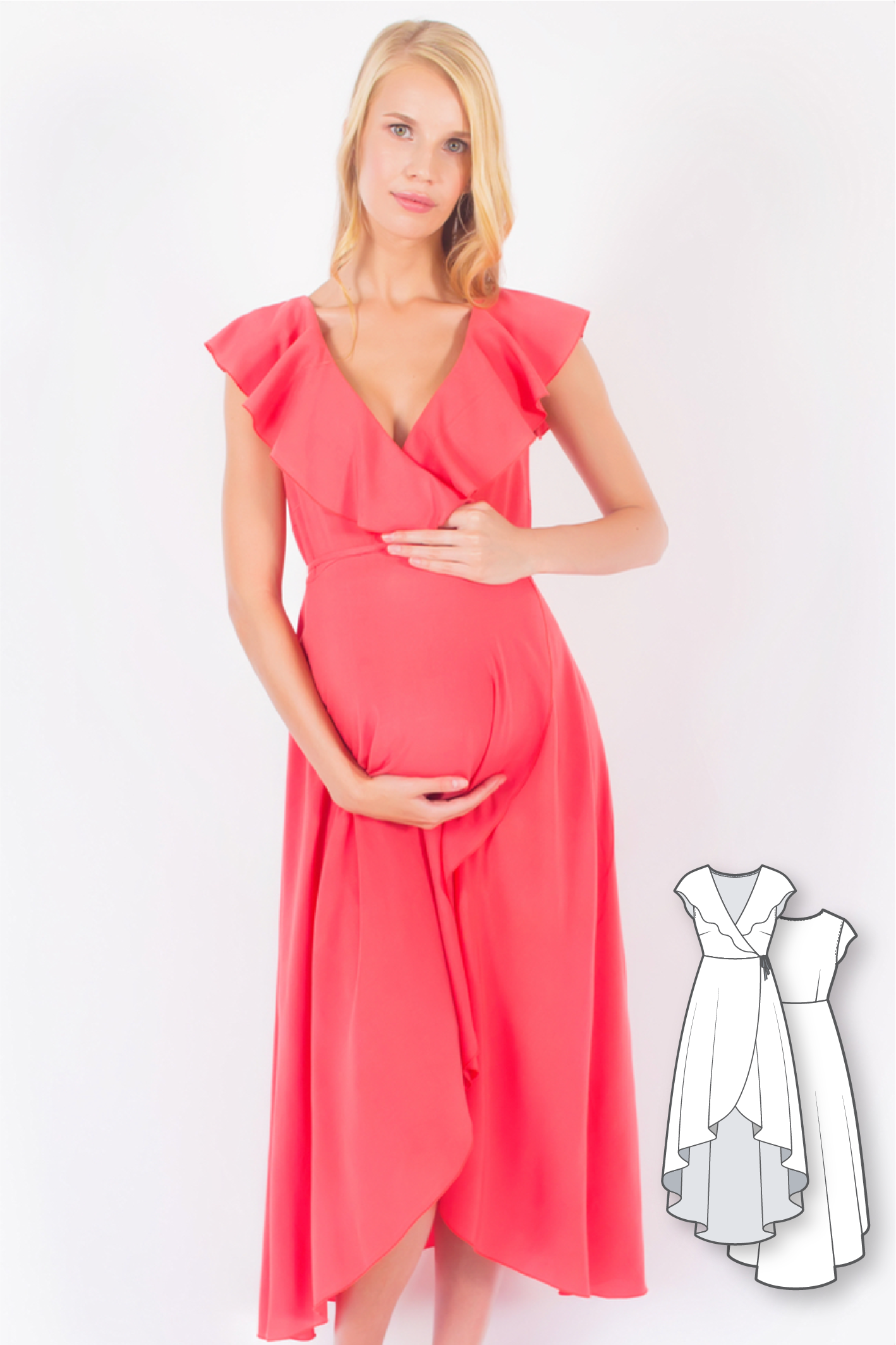 Maternity Wrap Midi Dress #3114