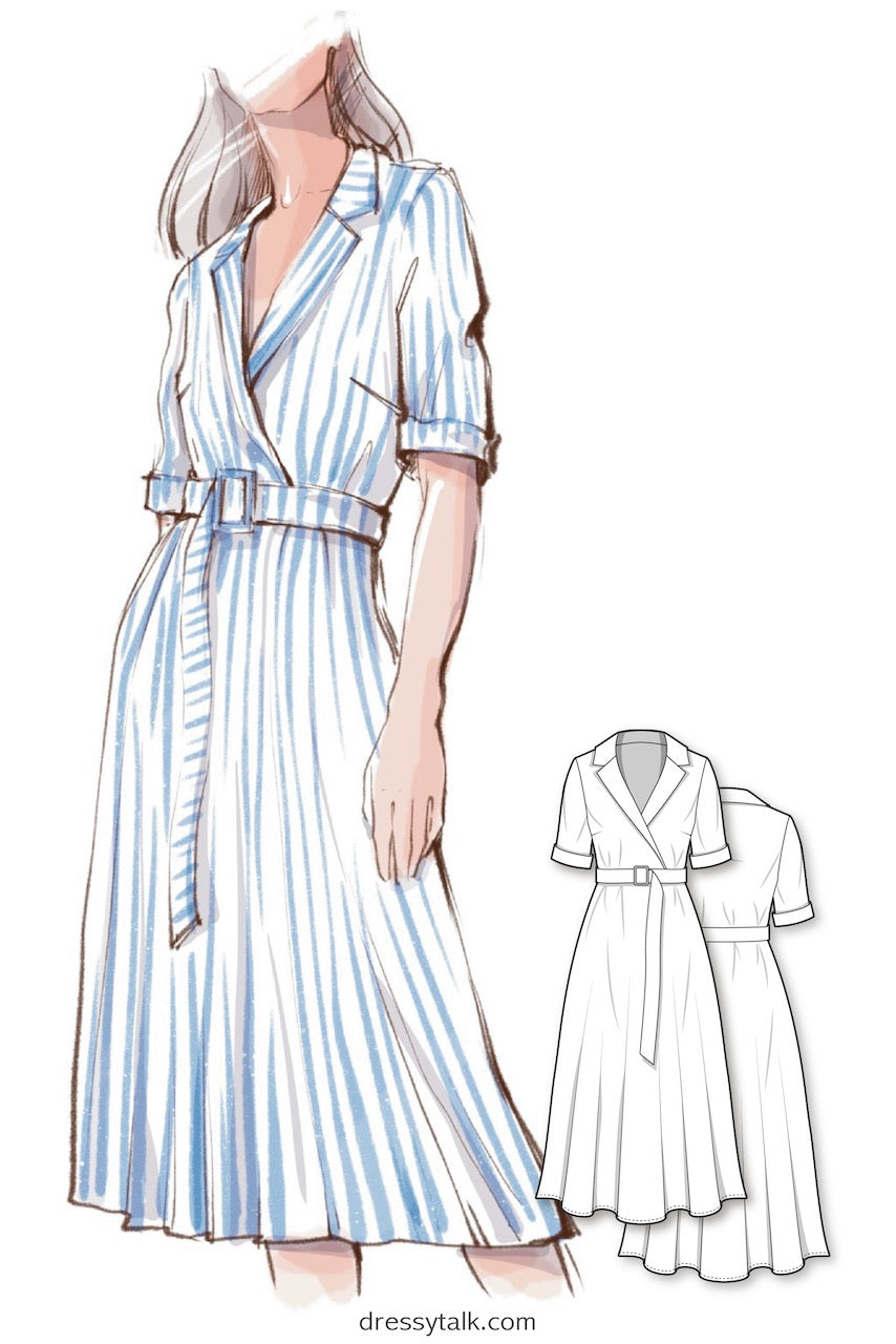 Sewing Pattern - Lapel Midi Dress Dressy Talk Sewing Pattern - Lapel Midi Dress Dressy Talk