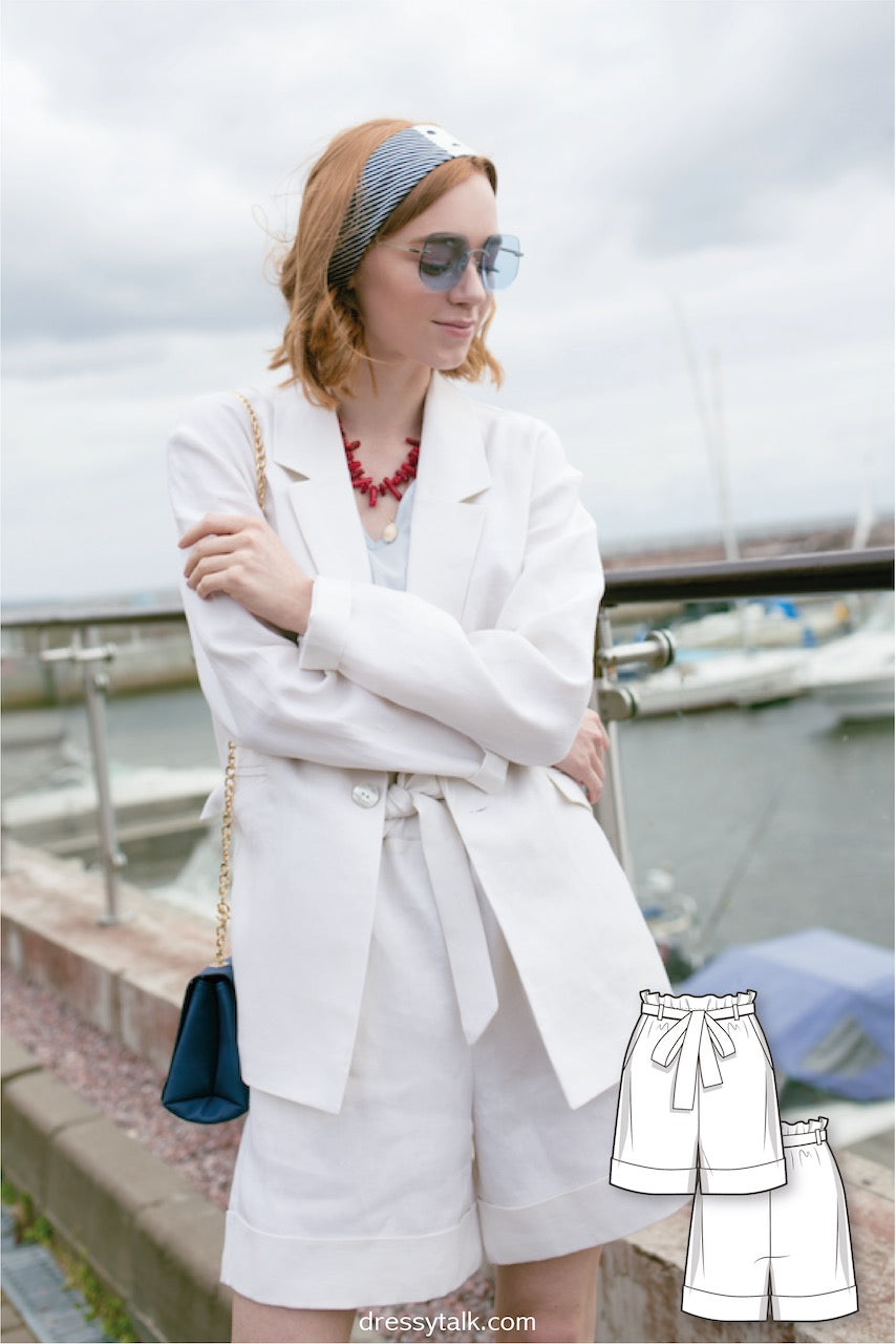 Elastic Waist Linen Shorts #6002