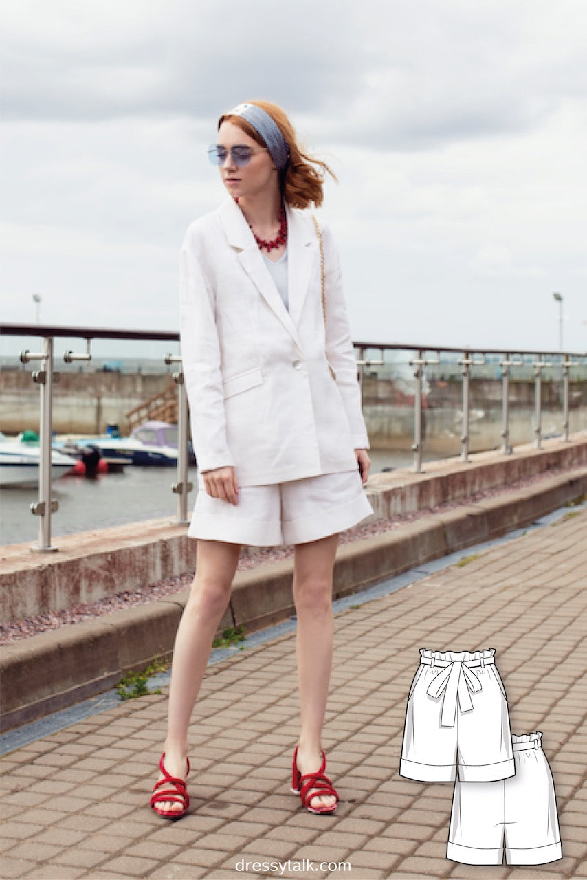 Elastic Waist Linen Shorts #6002