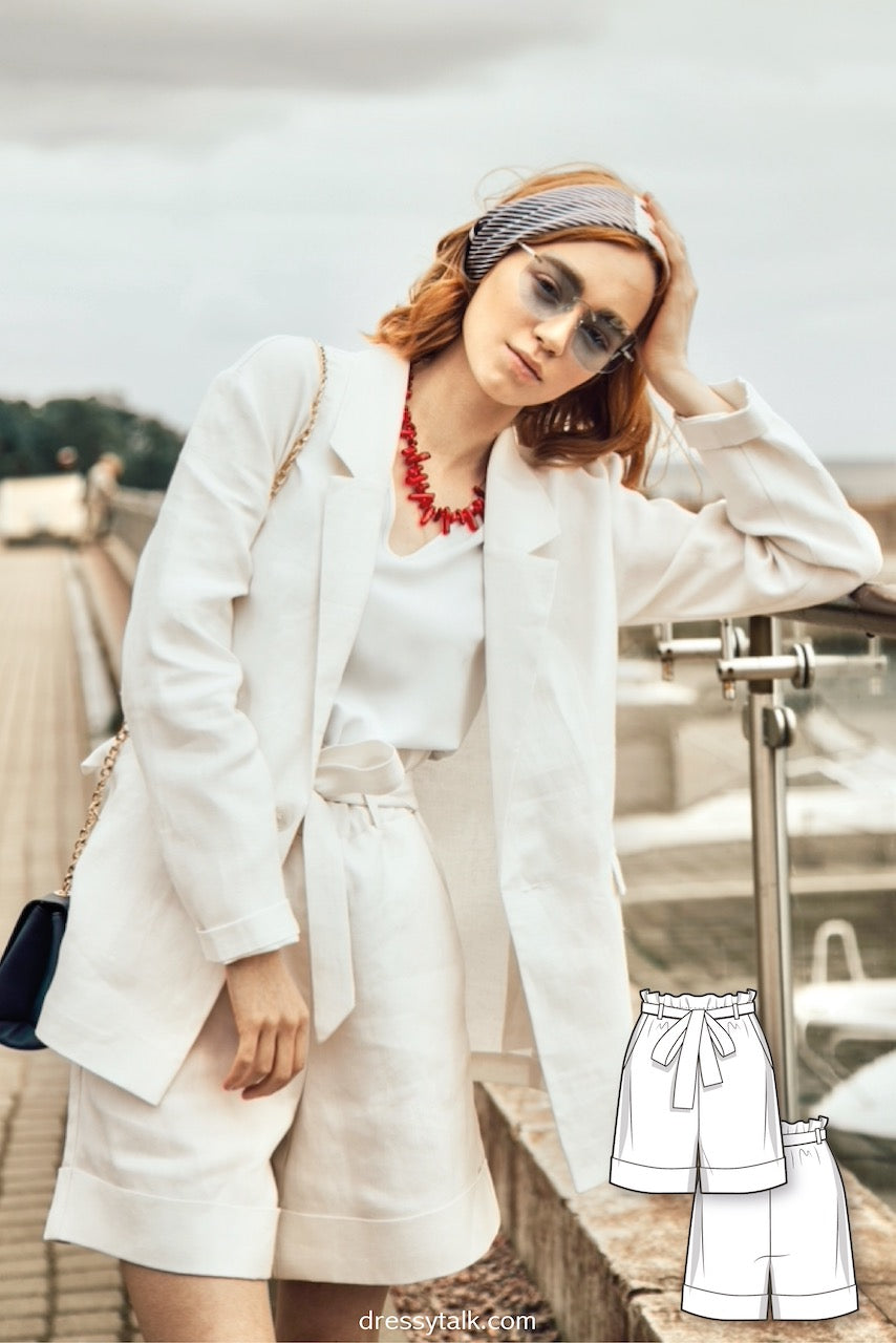 Elastic Waist Linen Shorts #6002