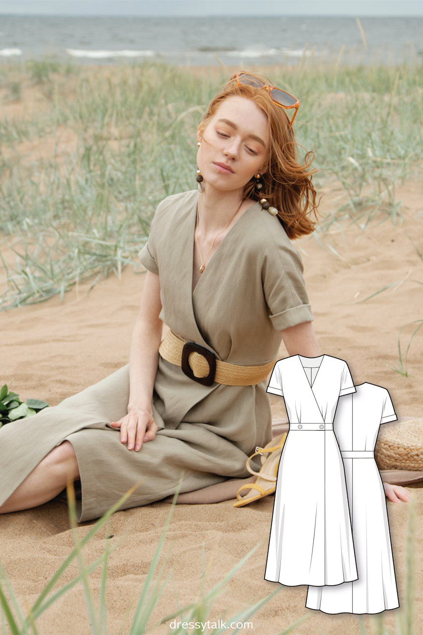 Linen Wrap Dress #6003