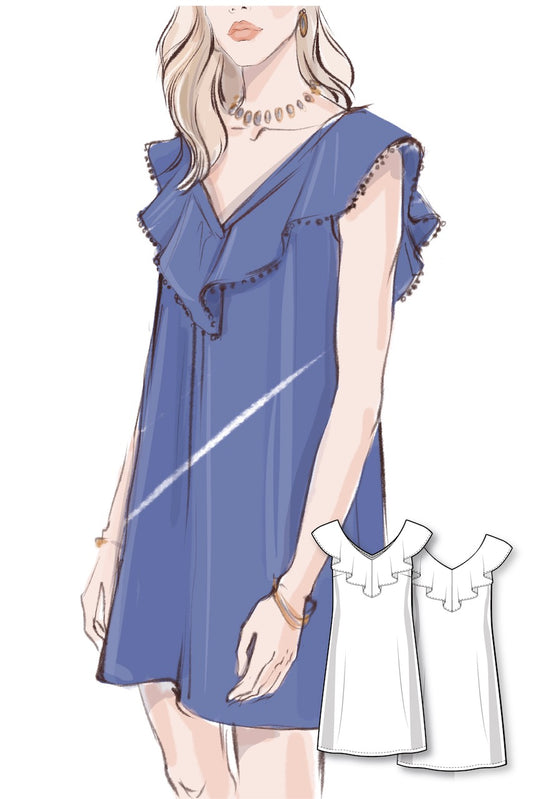Flounce V-Neck Dress #6012