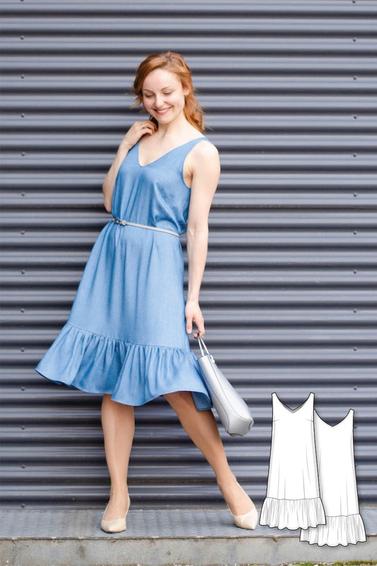 Ruffled V-Neck Dress #6013