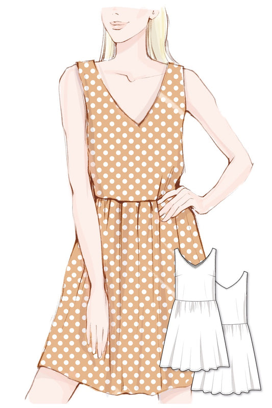 Gathered Skirt Sleeveless Dress #6016