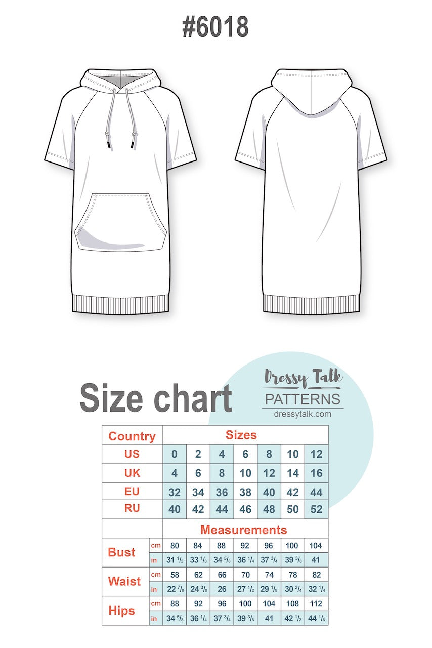 Short raglan sleeve hoodie dress #6018