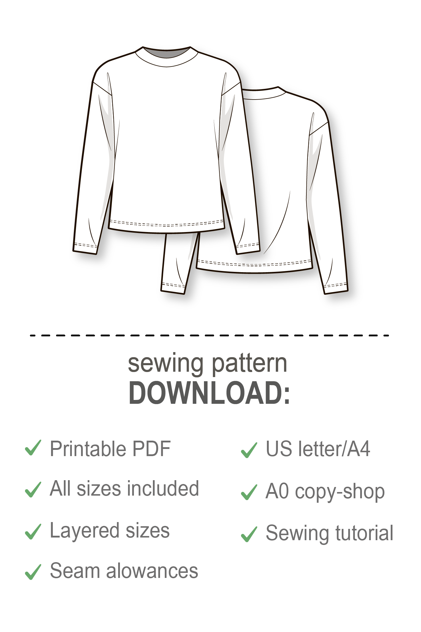 Drop shoulder knit sweatshirt with long sleeve and round neckline #6025