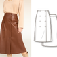 A-line double breast wrap midi skirt with buttons #6026