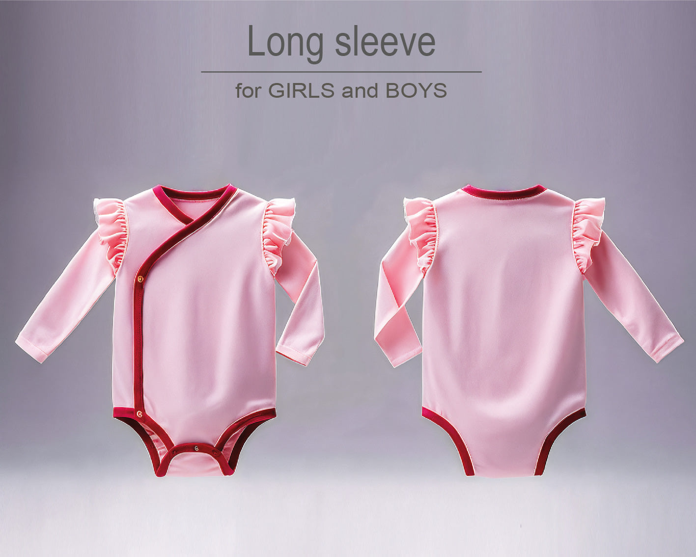 Baby girl or boy romper/bodysuit/onesie with flutter sleeve, long and short sleeve