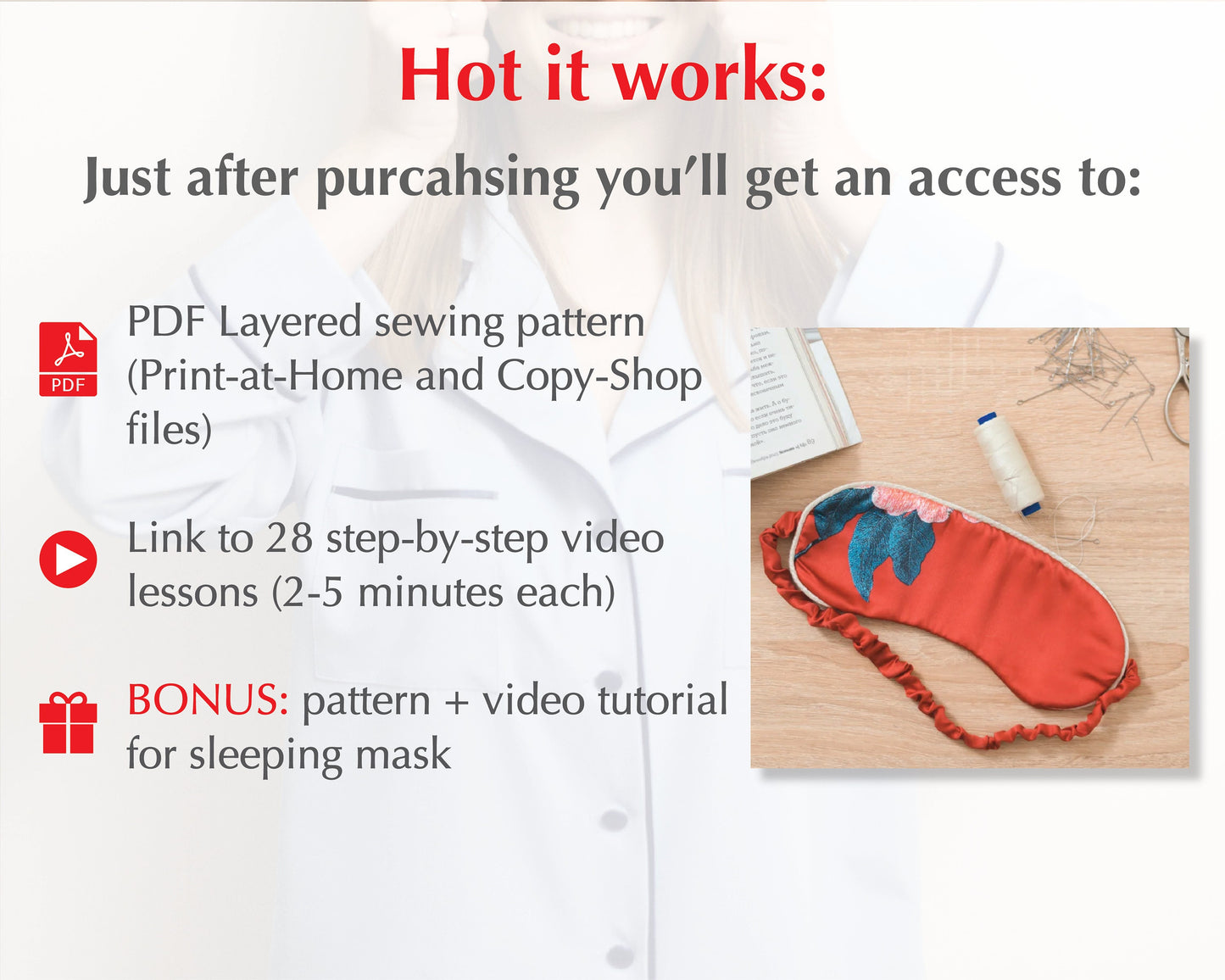 Video Course: How To Sew Women's Pyjama - Sewing Pattern - Sleepwear Patterns - Women's PDF Sewing Patterns - PDF Pajama Patterns