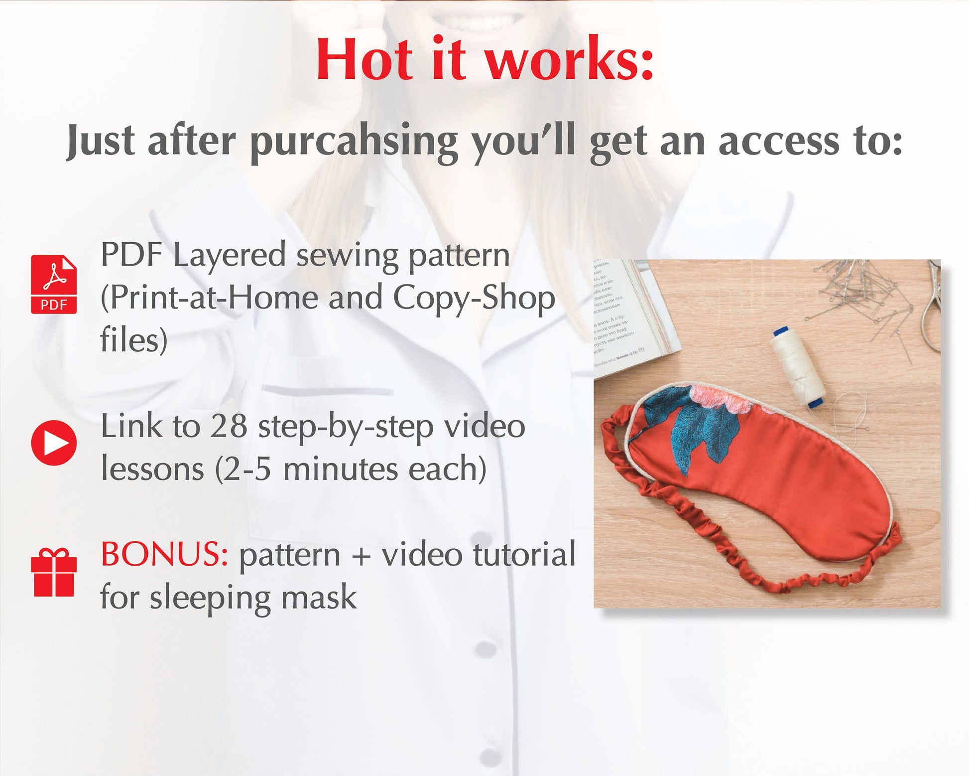 Kids Pajama Sewing Pattern with Video Tutorial, Woven Button-Down PJ Set, Lapel Collar DIY Sleepwear for Boys and Girls, PDF Pattern