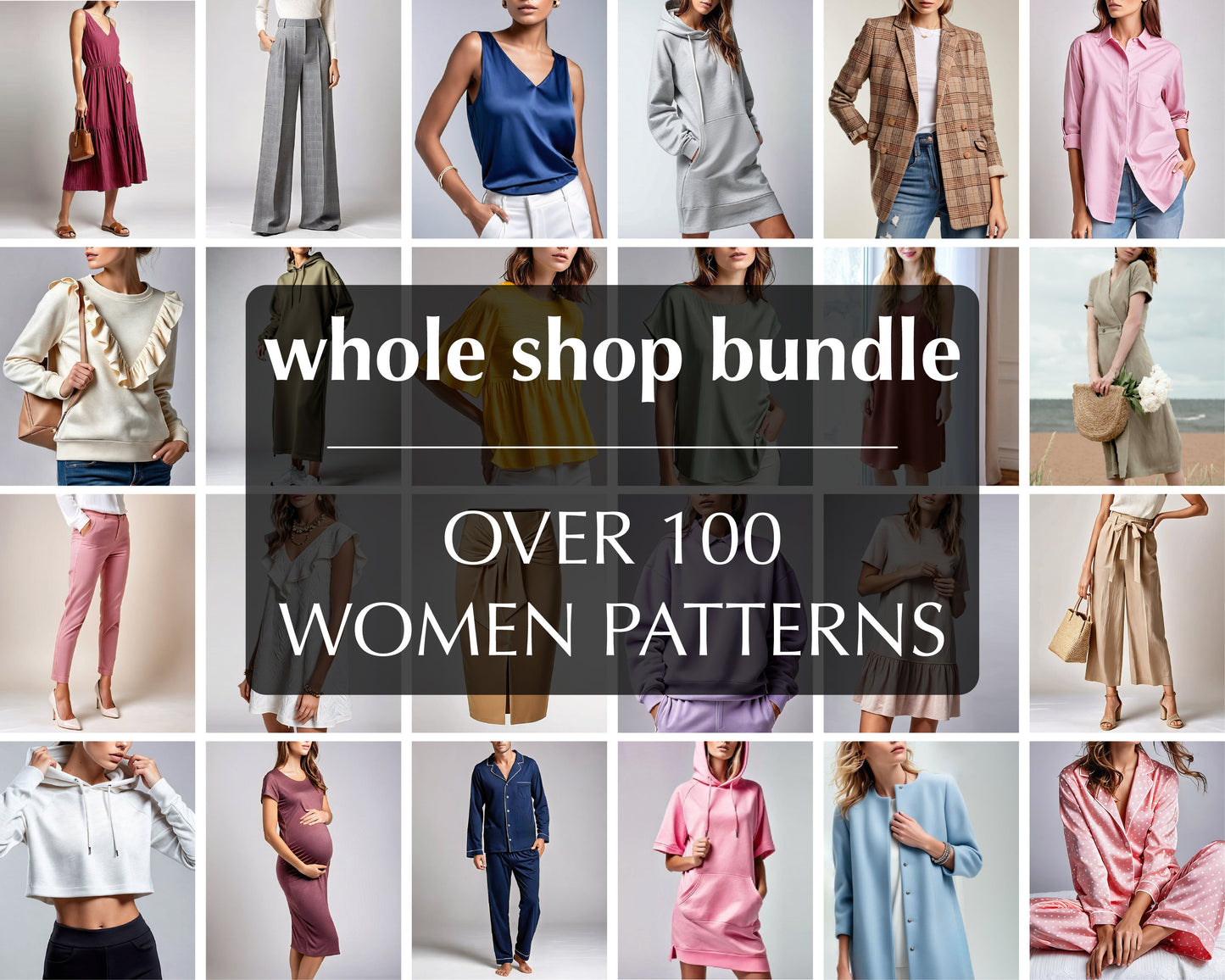 Sewing Pattern Bundle PDF - Whole Shop WOMEN Easy Sewing Patterns - Beginner Friendly Downloadable A0 Sewing Pattern - Digital DIY Pattern