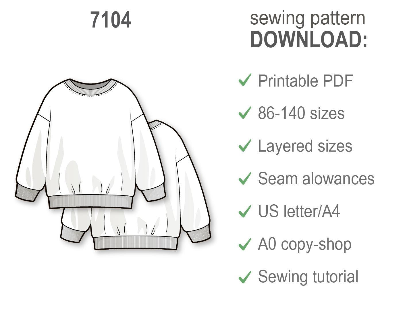 Boys Sweatshirt Sewing Pattern PDF, Easy Toddler Jumper, Beginner Kids Sweatshirt Pattern, Digital Sewing Download for Children