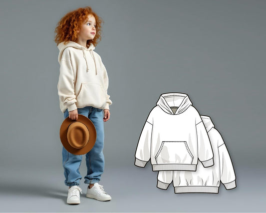 Kids Hoodie Sewing Pattern PDF, Easy Hoody Pattern for Girls, Beginner Sewing Digital Pattern, Printable Sewing Patterns for Children