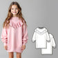 Girls Ruffled Sweatshirt Dress Sewing Pattern, DIY Mini Pullover, Beginner Friendly Loose Fit Casual Outfit for Kids