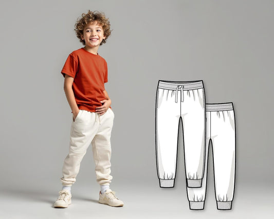 Boys Sweatpants Sewing Pattern PDF, Easy Pants Pattern for Kids, Beginner Digital Sewing Pattern, Printable Joggers for Children