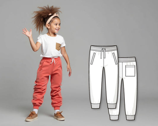 Girls Sweatpants Sewing Pattern PDF, Easy Pants Pattern for Kids, Beginner Sewing Digital Pattern, Printable Pants for Children