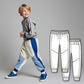 Kids Color Block Jogger Pants PDF Sewing Pattern, Boys Cuffed Joggers with Drawstring and Pockets, DIY Easy Pants for Beginners