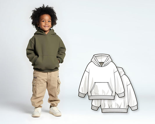 Beginner Kids Hoodie Sewing Pattern PDF, Easy Hoody Pattern for Boys, Digital Sewing Patterns for Children, Printable Hoody Pattern