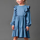 Girls Tiered Dress Sewing Pattern, PDF DIY Knee Length Dress with Frills, Ruffle Hem Pullover for Special Occasions