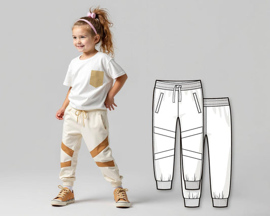 Girls Sweatpants Sewing Pattern PDF, Easy Pants Pattern for Kids, Beginner Digital Sewing Pattern, Printable Sew Pattern Pants