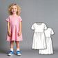 Girls T-Shirt Dress Sewing Pattern, Short Sleeve Gathered Waist Knee Length Dress, Easy DIY Beginner PDF for Kids and Toddlers