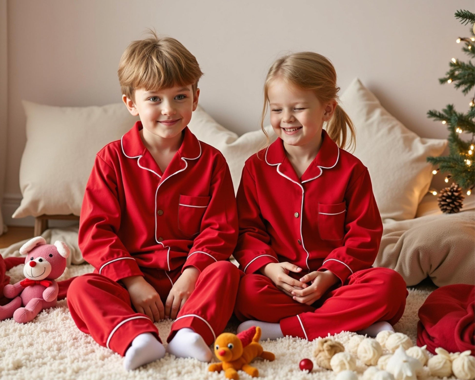 Kids Pajama Sewing Pattern with Video Tutorial, Woven Button-Down PJ Set, Lapel Collar DIY Sleepwear for Boys and Girls, PDF Pattern