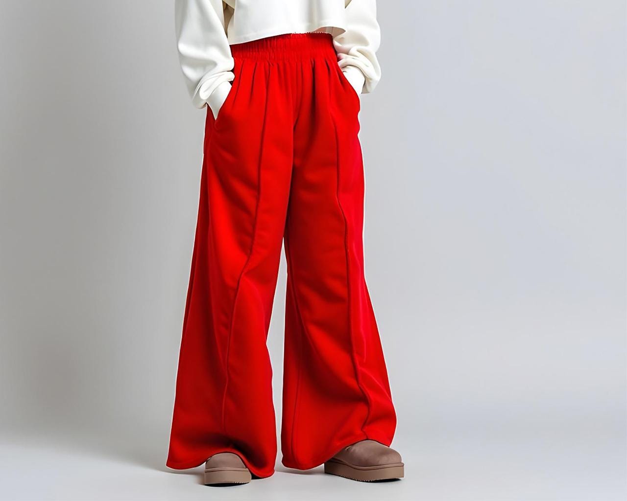Wide-Leg Pants Sewing Pattern for Kids PDF, DIY Elastic Waist Trousers, Beginner-Friendly Loose-Fit Flowy Palazzo Pants for Girls