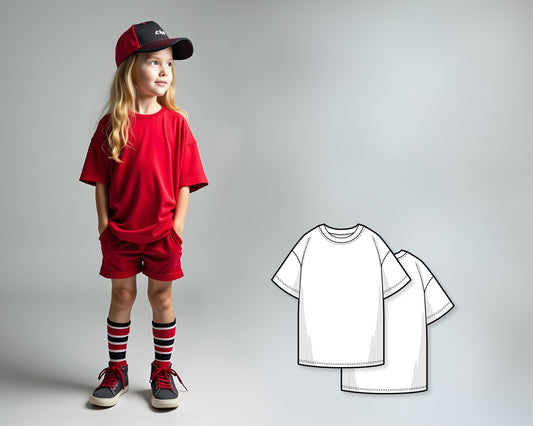 Girls Sewing Pattern PDF, Kids Oversized T-Shirt Pattern, Easy Beginner Top Sewing Pattern, Digital PDF Pattern Sew for Children