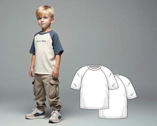 Boys Oversized Raglan T-Shirt Sewing Pattern PDF, Kids Beginner Pattern Sew, Easy Digital Sewing Patterns Download for Children