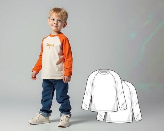 Boys Raglan T-Shirt Sewing Pattern PDF, Long Sleeve Pattern for Kids, Beginner Sewing Patterns, Easy Digital Sew Pattern Download